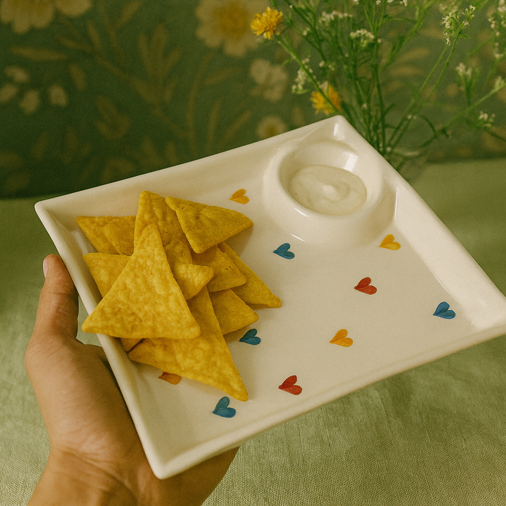 Ceramic Chip And Dip Platter Platter (set of 1)