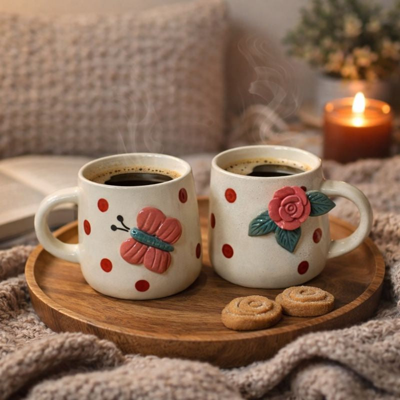 Rose and Butterfly Cup Set (set of 2)| Pinterest Inspired Design
