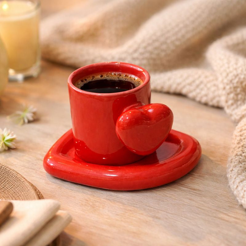 Heart Handle Cup and Saucer (set of 1)| Pinterest Inspired Design