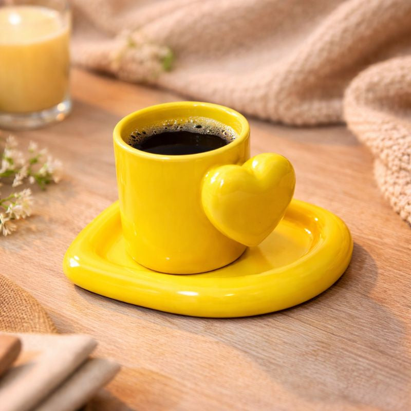 Heart Handle Cup and Saucer (set of 1)| Pinterest Inspired Design
