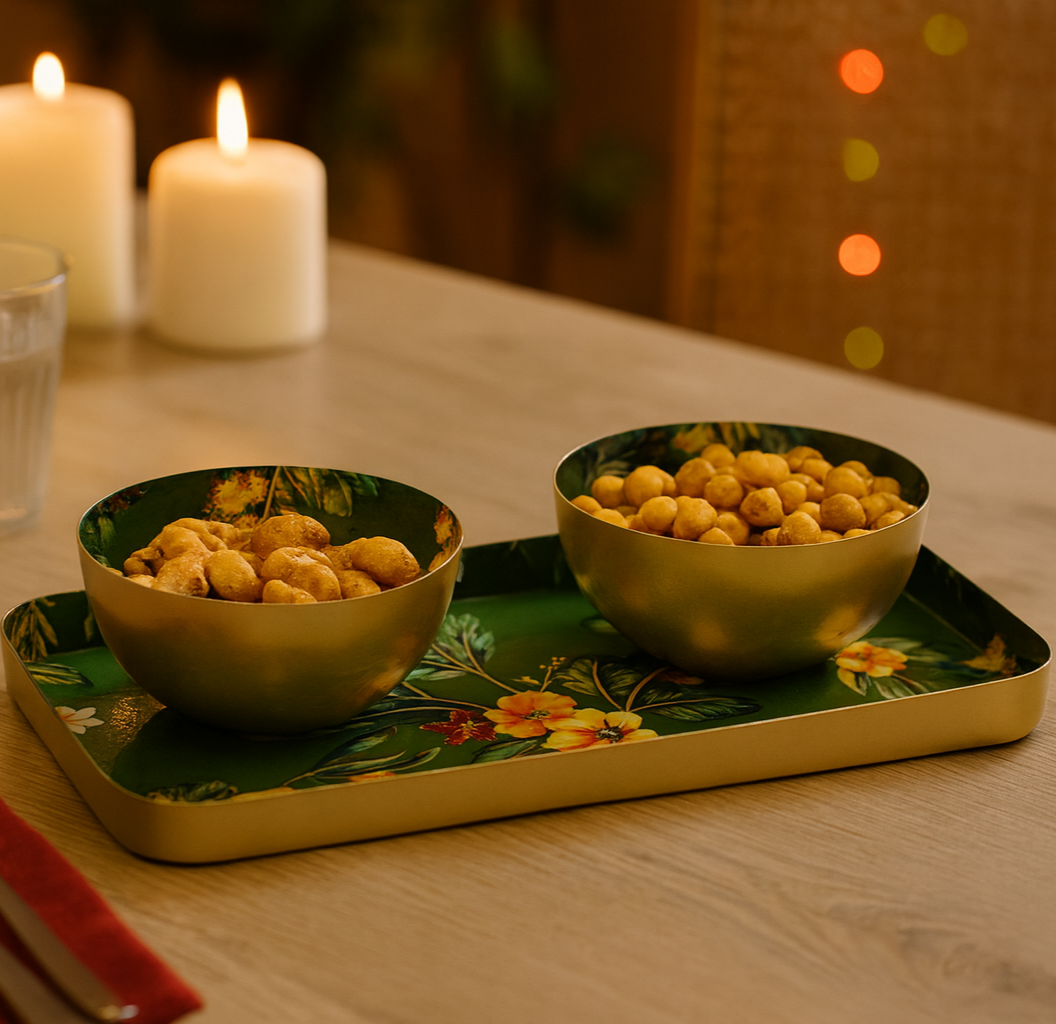 Verdure Metal Set (SET OF 2 Trays and 2 bowls)