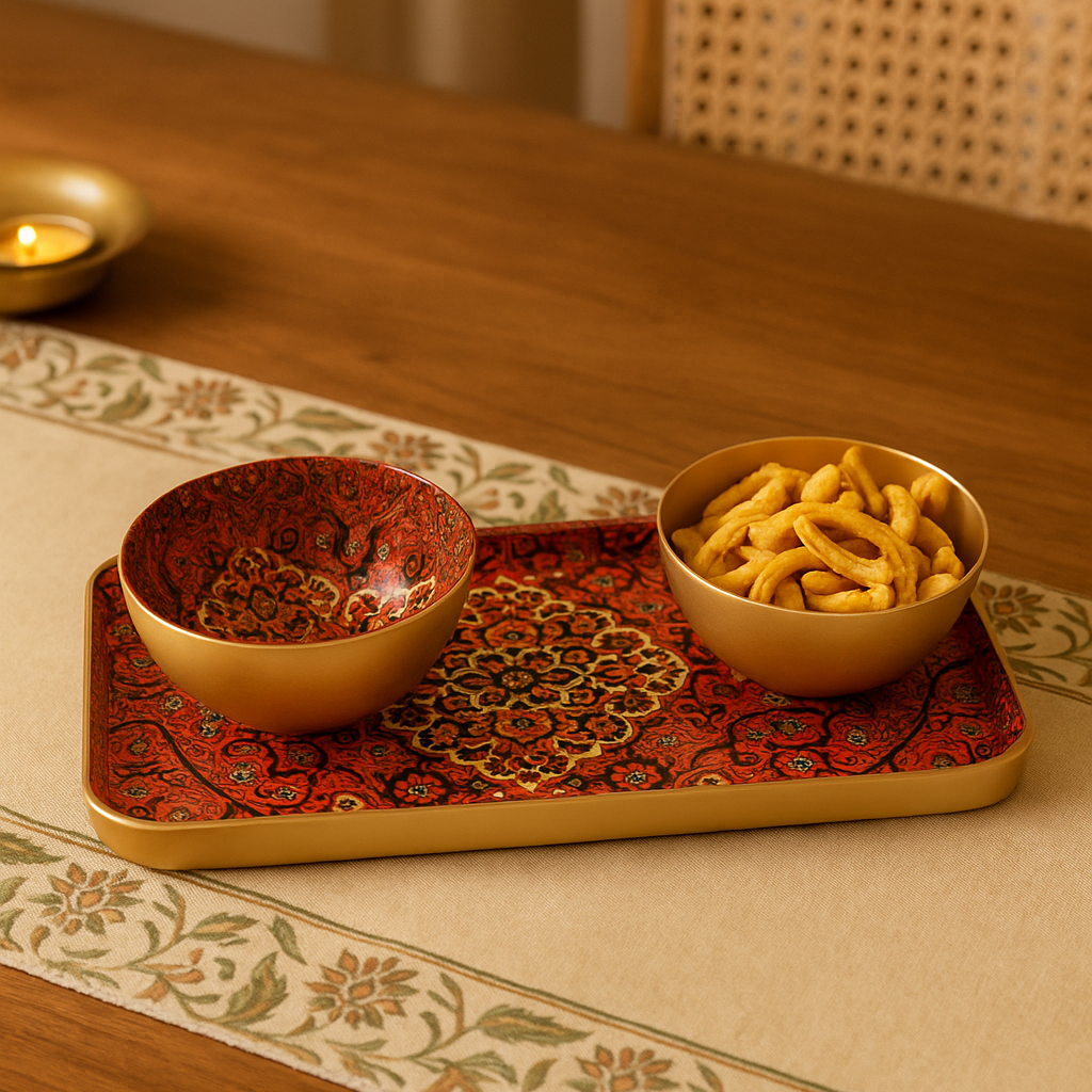 Persian Metal Set (SET OF 2 Trays and 2 bowls)