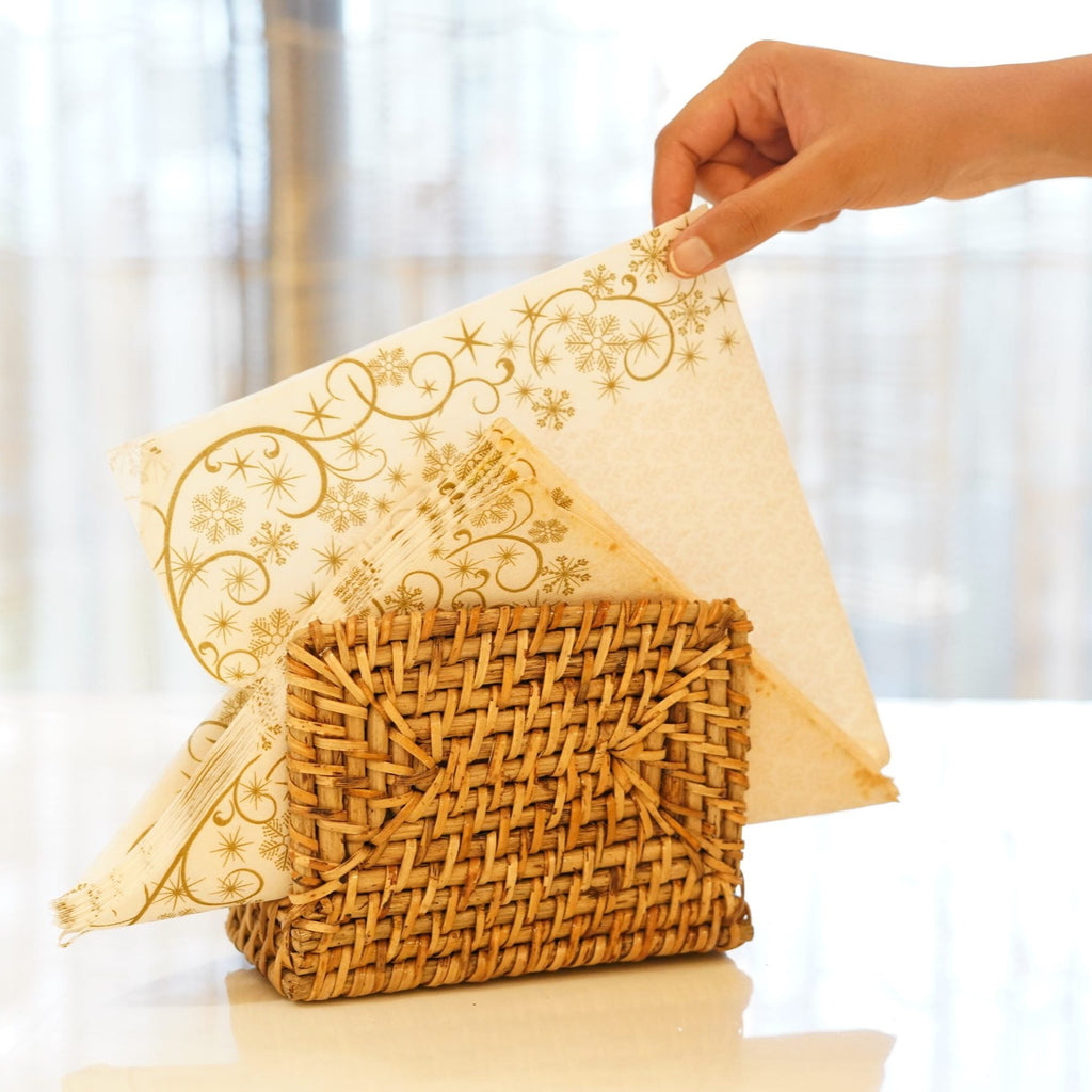RATTAN SQUARE TISSUE STAND (SET OF 1)