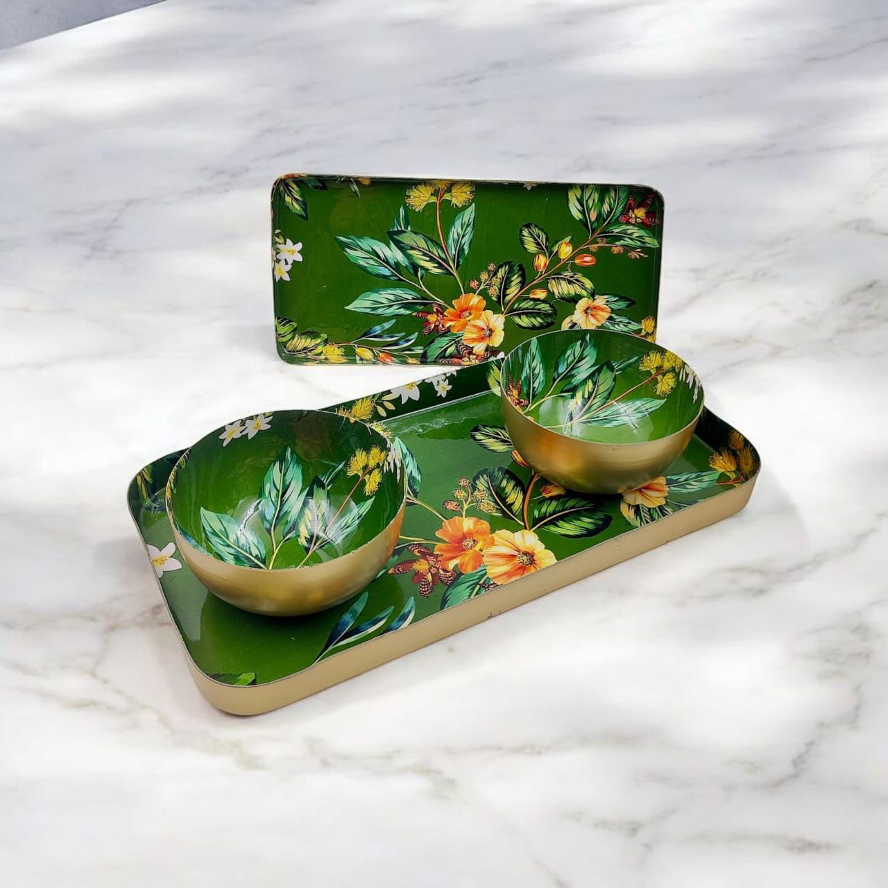 Verdure Metal Set (SET OF 2 Trays and 2 bowls)