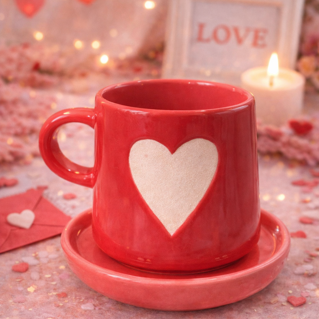 BIG HEART CUP AND SAUCER (Set of 1) | Pinterest Inspired Design