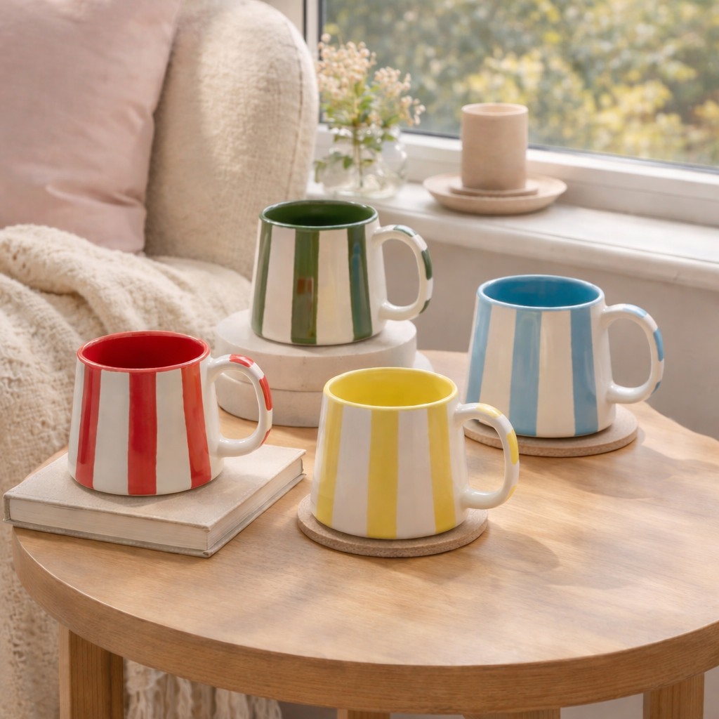 STRIPES COFFEE  CUPS (Set of 4) | Pinterest Inspired Design