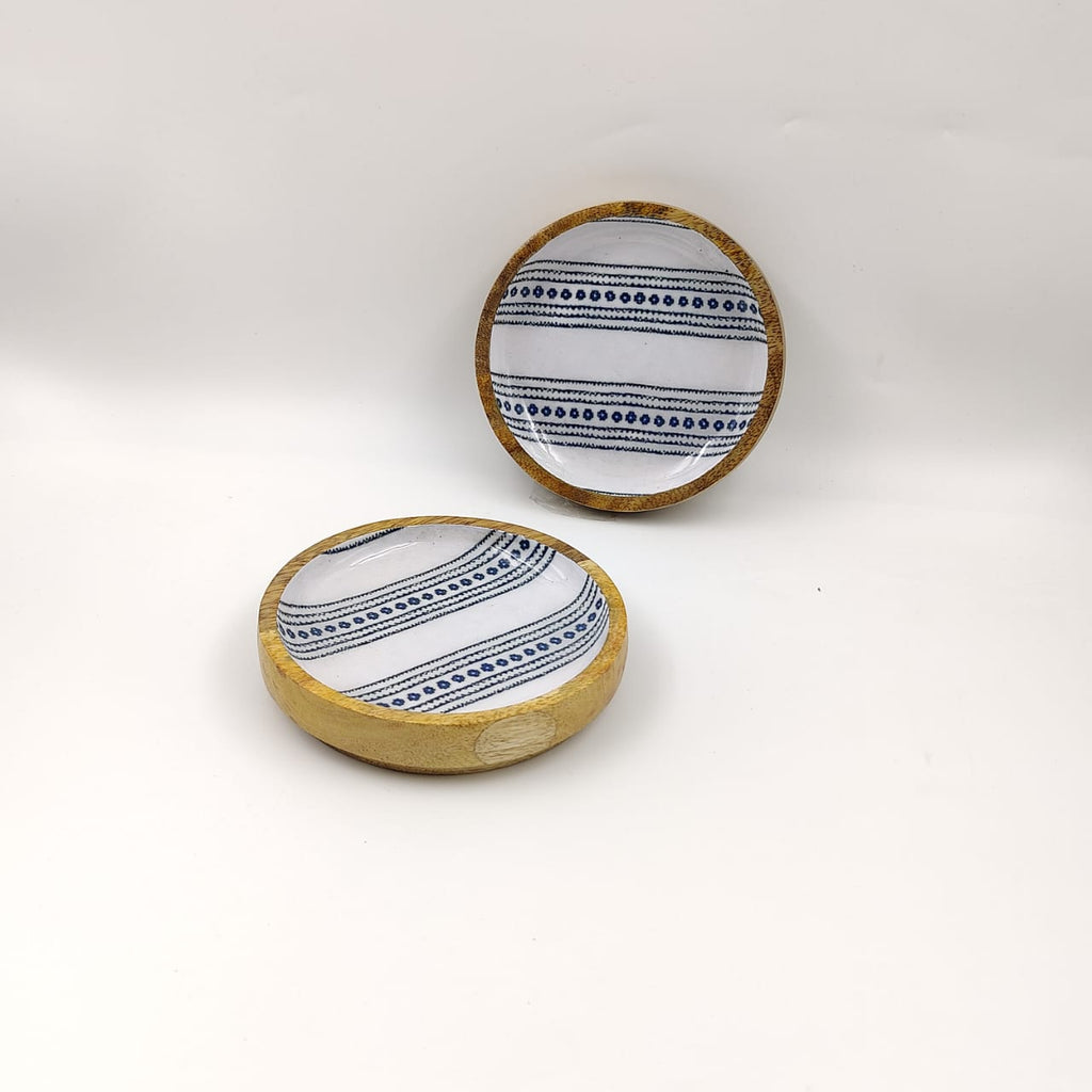 INDIGO SERVING TRAY, 2 CUPS AND A COOKIE PLATE SET