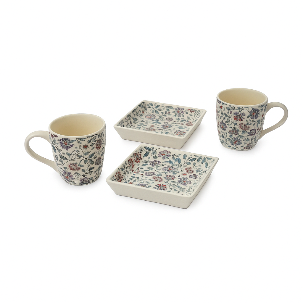 Floral Tea Party ( Set of 2 cup and 2 snack plates) | Pinterest Inspired Design
