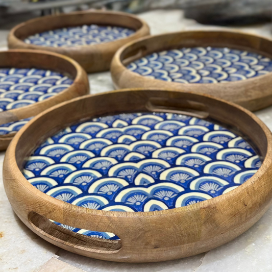 INDIGO SKILLET SERVING TRAY( SET OF 1)
