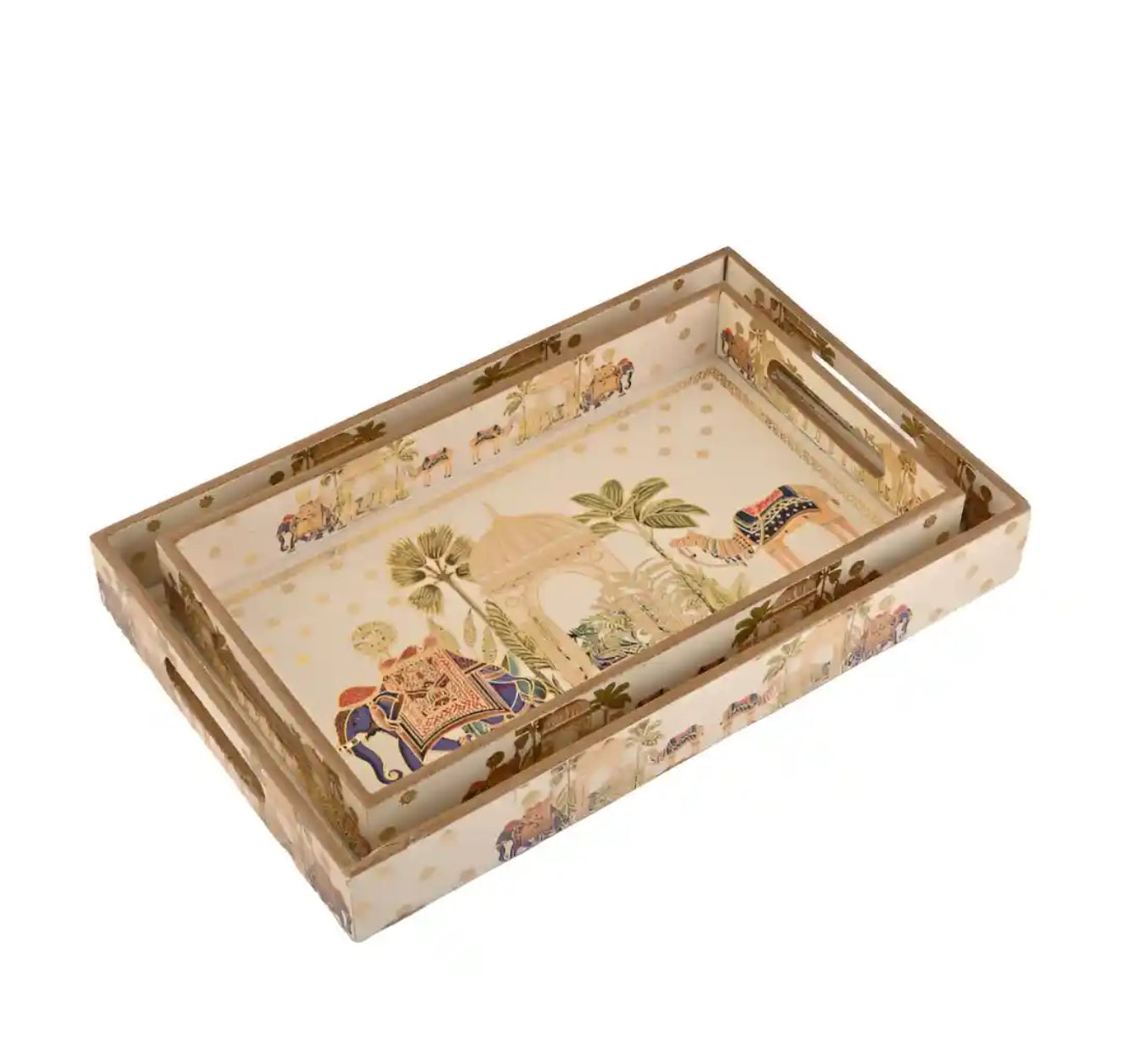 ELEPHANT ENAMELLED SERVING TRAY (SET OF 2)