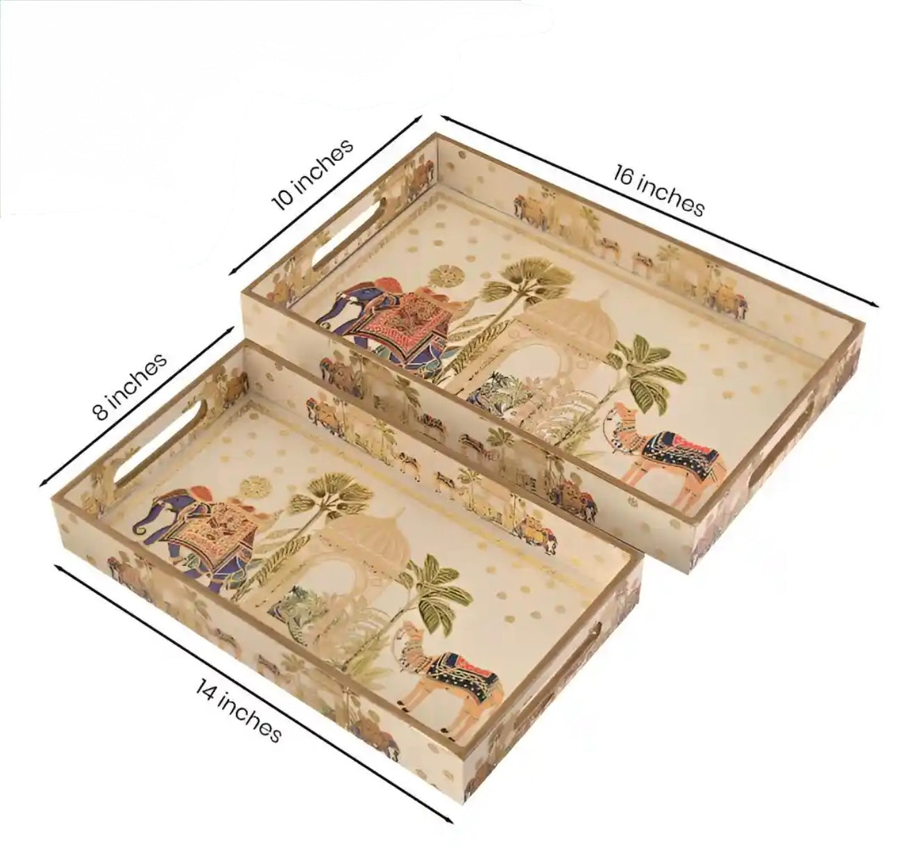 ELEPHANT ENAMELLED SERVING TRAY (SET OF 2)