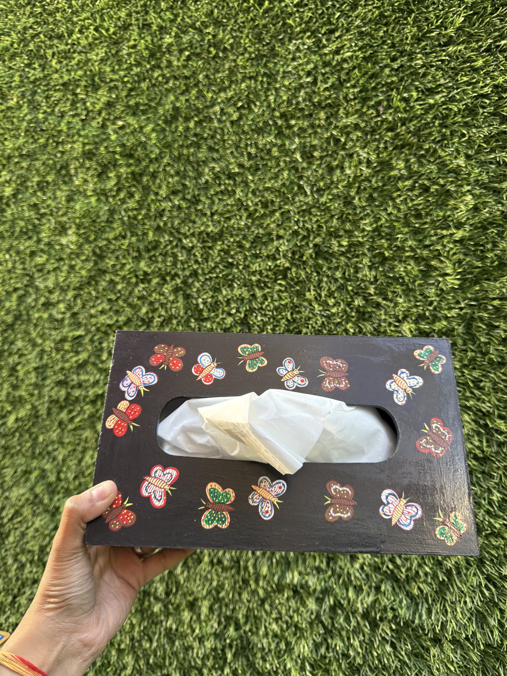 BUTTERFLY HAND-PAINTED TISSUE BOX