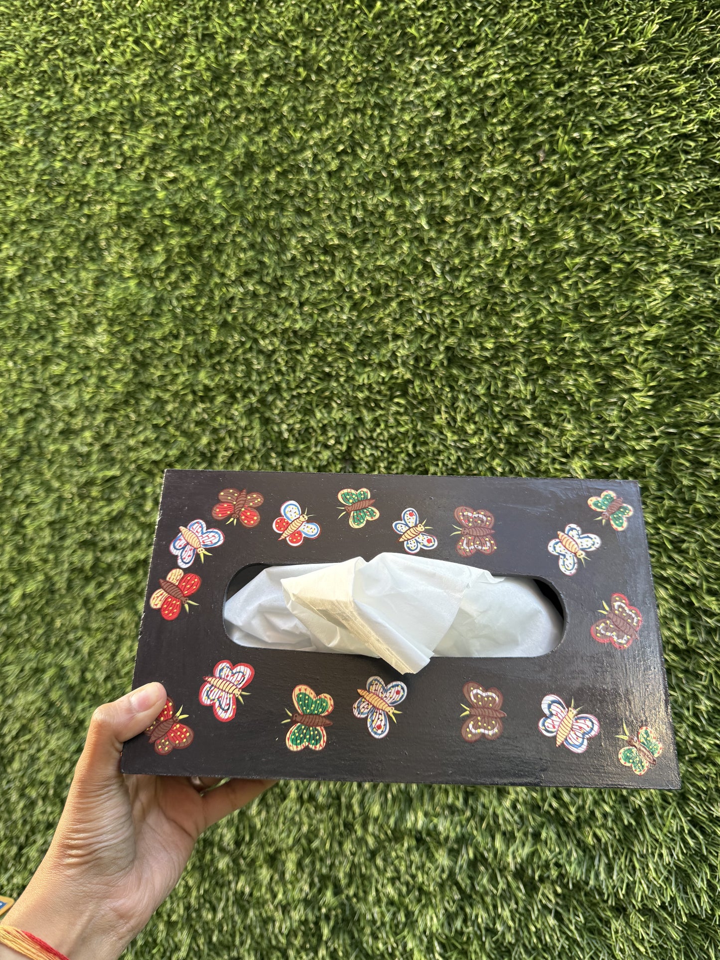 BUTTERFLY HAND-PAINTED TISSUE BOX