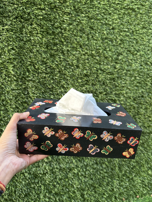 BUTTERFLY HAND-PAINTED TISSUE BOX
