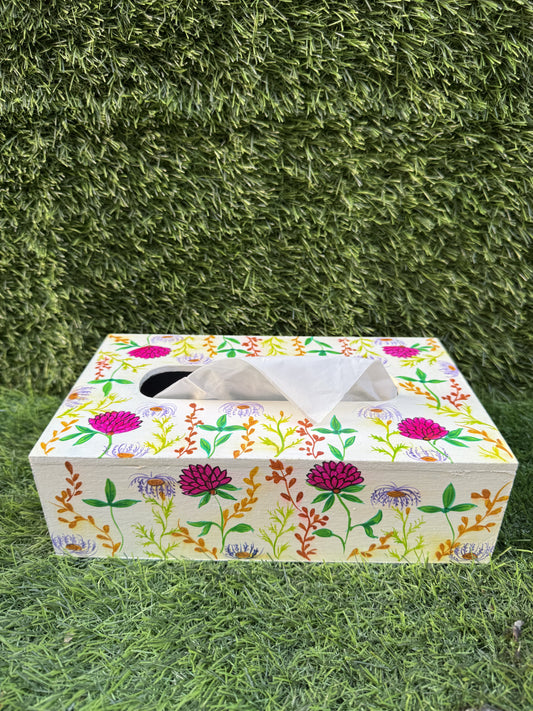FLORAL HAND-PAINTED TISSUE BOX