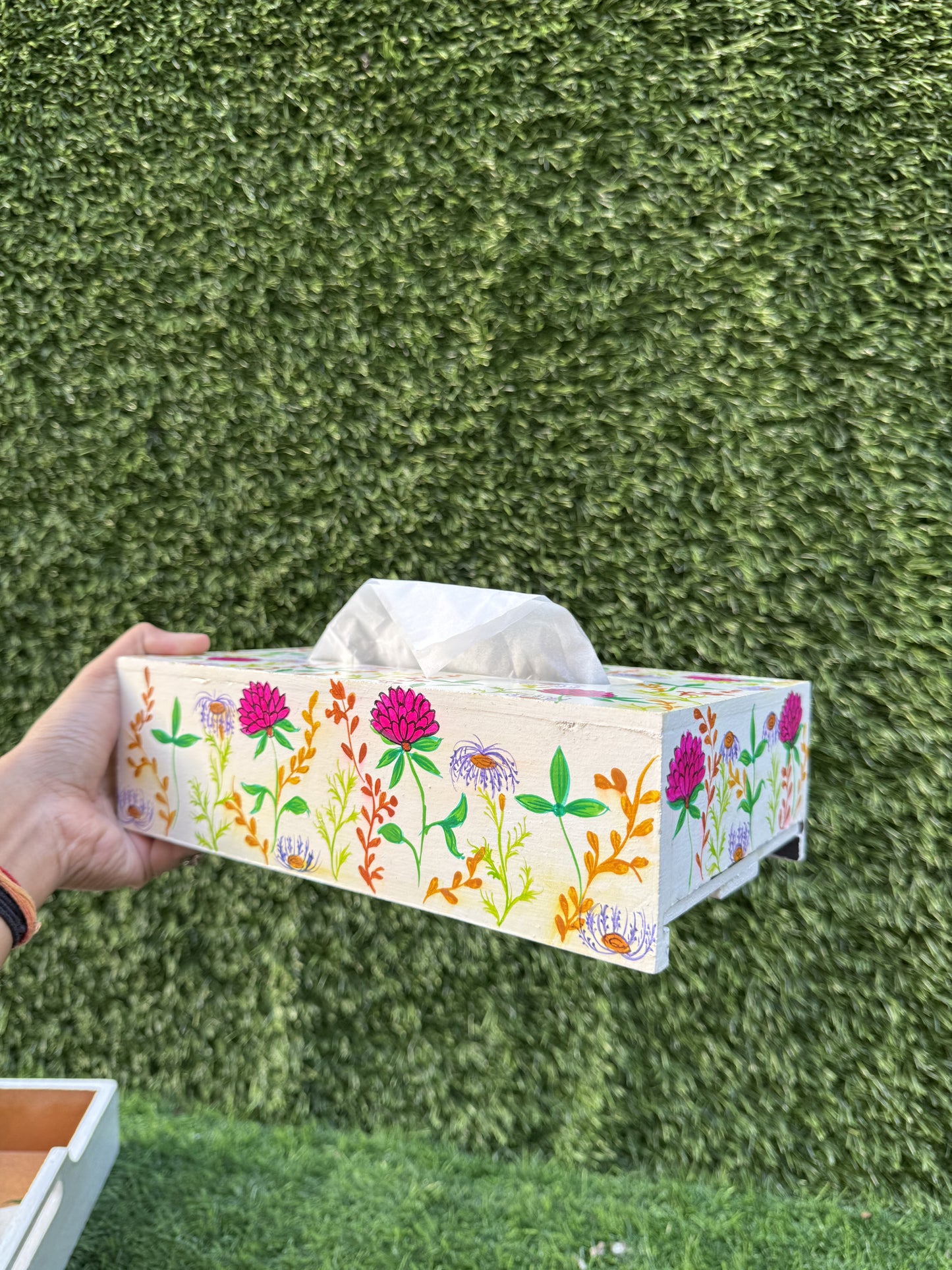 FLORAL HAND-PAINTED TISSUE BOX