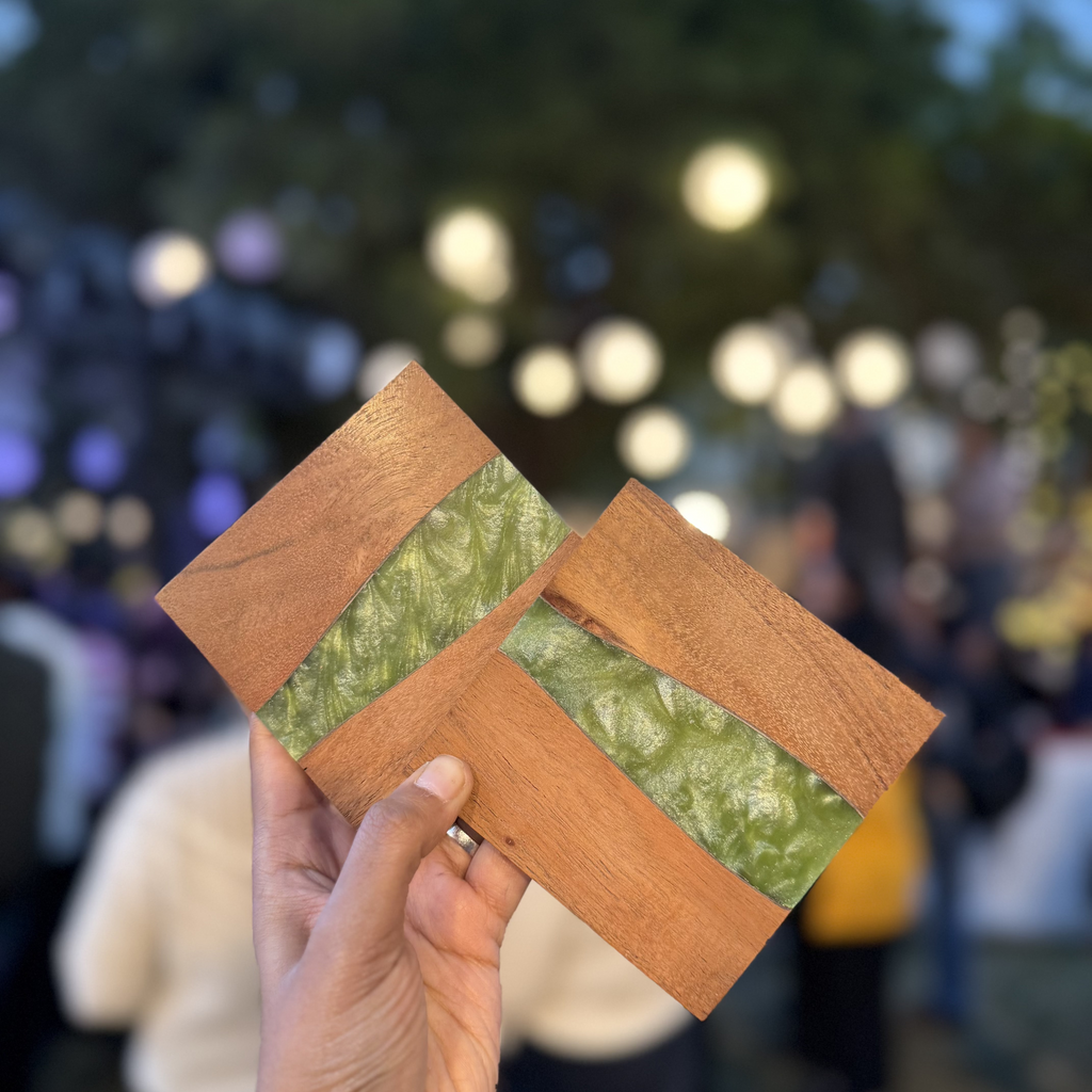 RESIN WOODEN TEA COASTERS (SET OF 2)