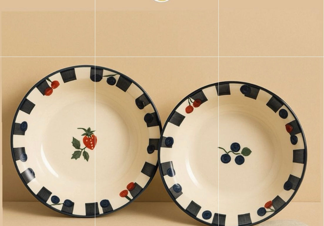 Berries Pasta Plate (Set of 1 )| Ceramic