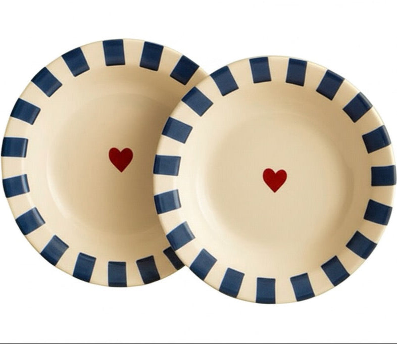 Chequered Pasta Plate (Set of 1 )| Ceramic
