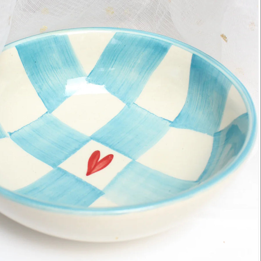 Check with heart Snack Bowl (Set of 2) | Ceramic