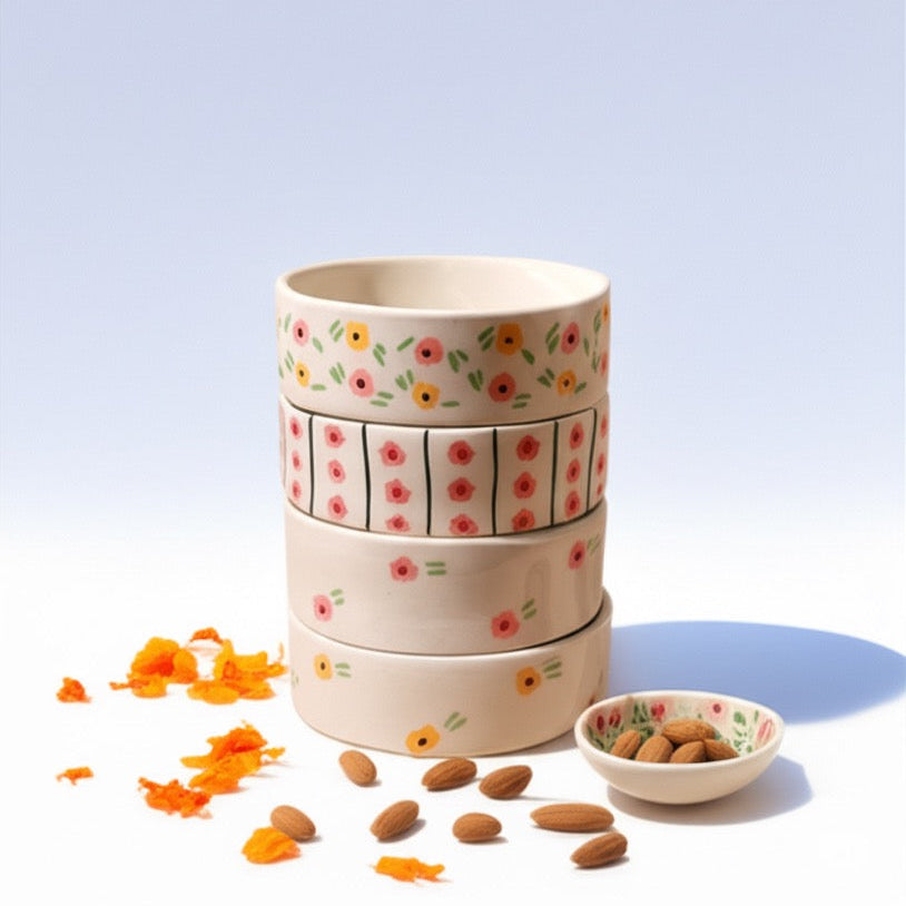 Floral Ceramic Breakfast Bowl (Set of 4) | Ceramic
