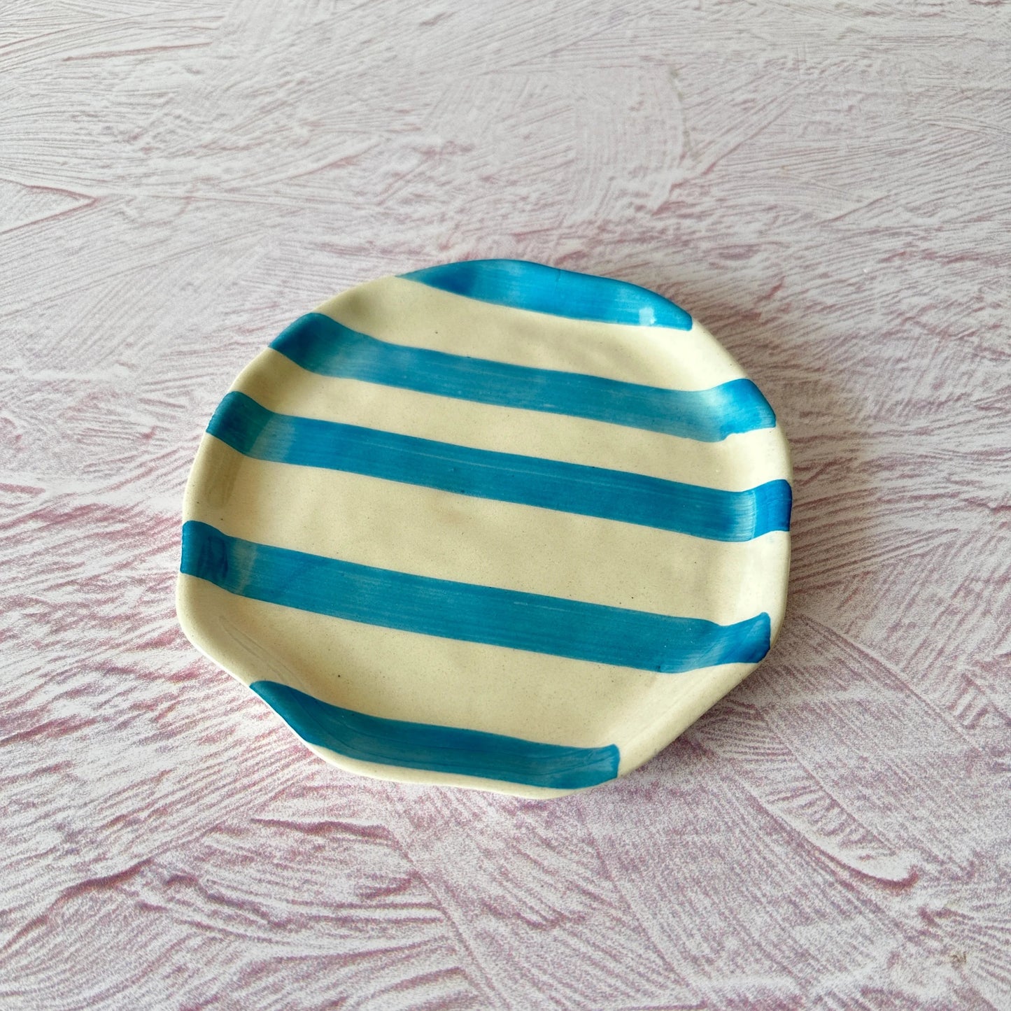 Light Blue Stripe Cookie Plate | Ceramic