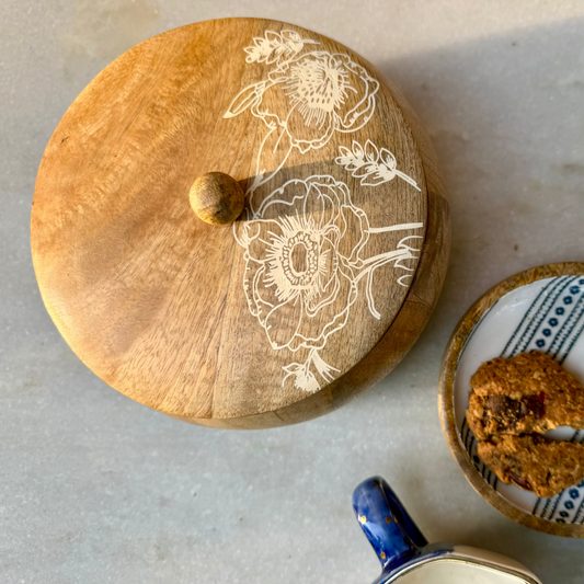 Wooden Etched Roti /Cookie Box