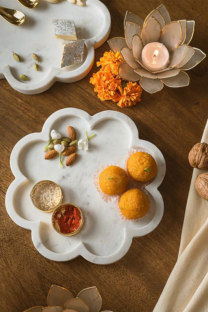 Flower Marble Platter (SET OF 1)
