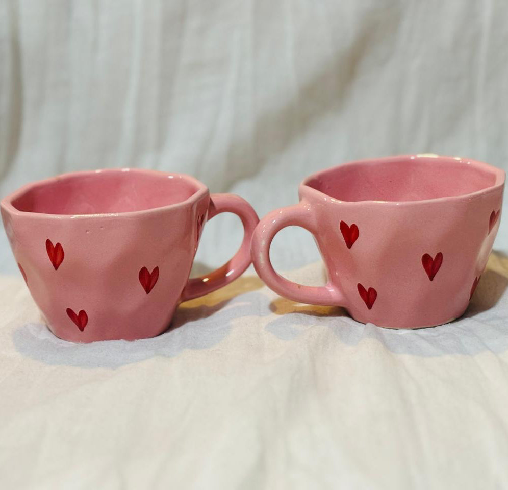Pink with red heat Cup Set(set of 2)| Pinterest Inspired Design
