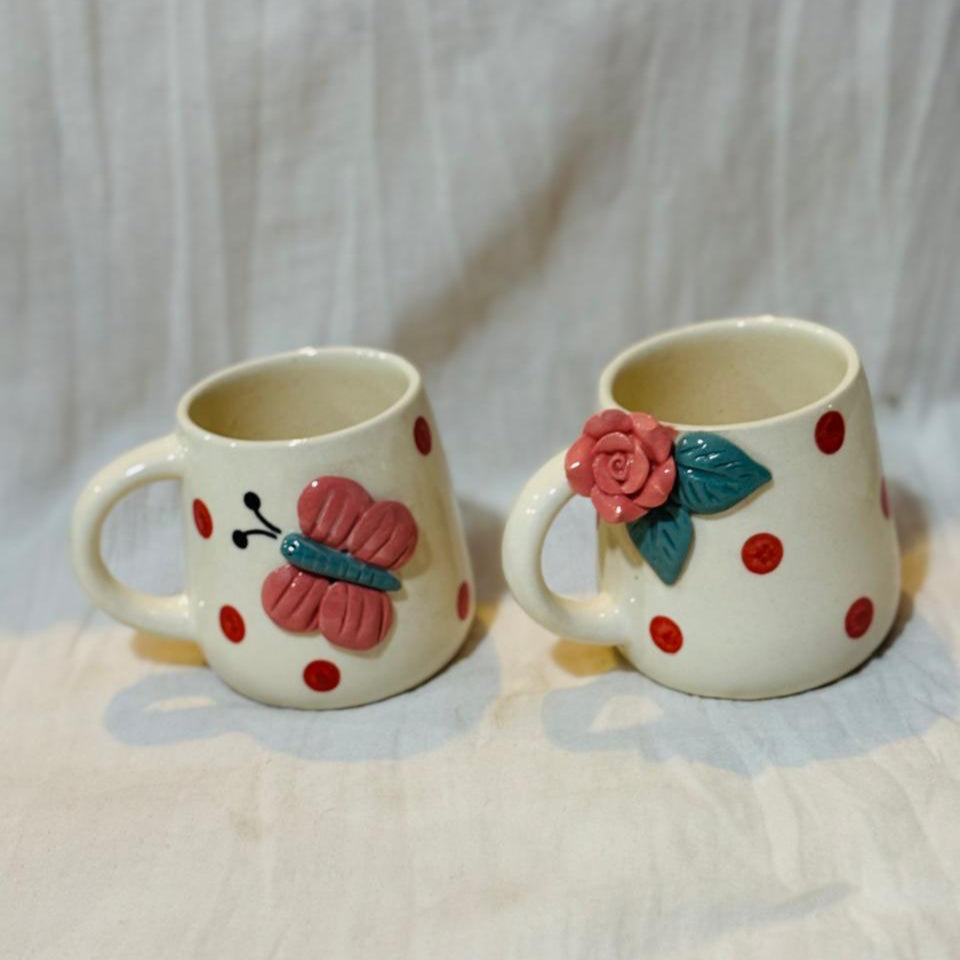 Rose and Butterfly Cup Set (set of 2)| Pinterest Inspired Design