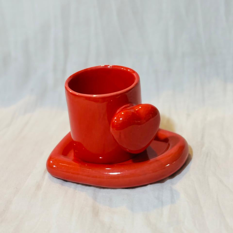 Heart Handle Cup and Saucer (set of 1)| Pinterest Inspired Design