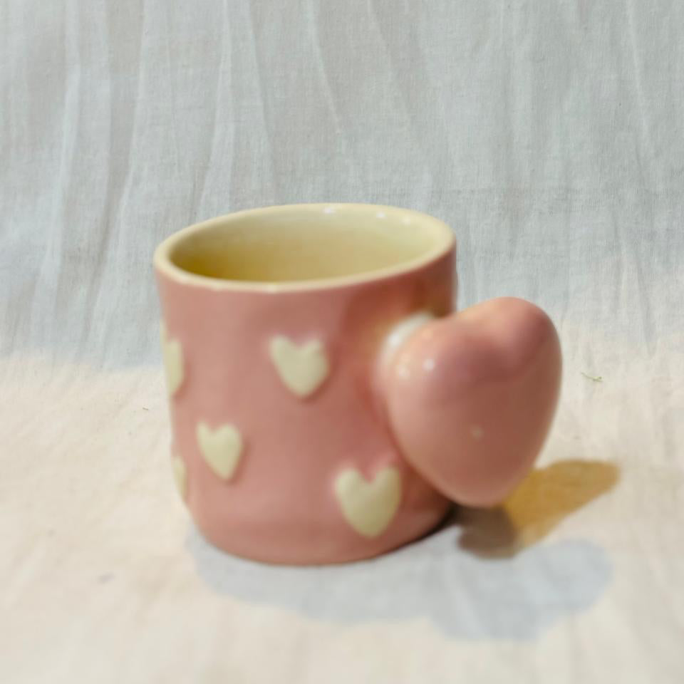 Pink Heart Handle Cup (set of 1)| Pinterest Inspired Design