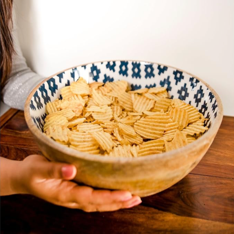 BLUE IMPRESSION SALAD BOWL (SET OF 1 BOWL & MIXING SPOONS)