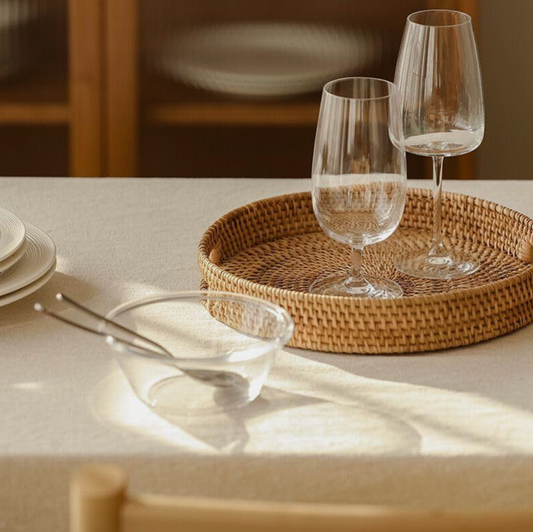 RATTAN ROUND TRAY ( SET OF 1)