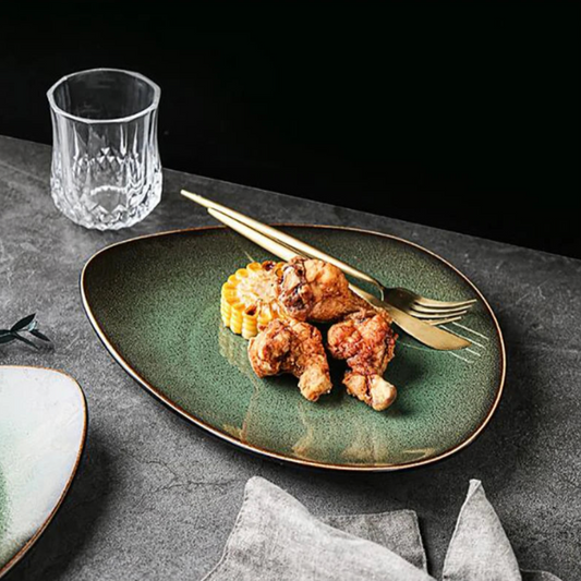 Green Triangular Dinner Plate | Modern Design