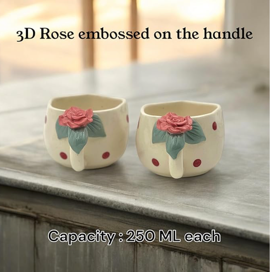 Rose Embossed Cup ( Set of 2) | Pinterest Inspired Design