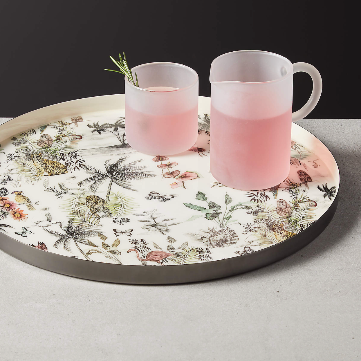 Tropical Grove Round Serving Tray | Brass