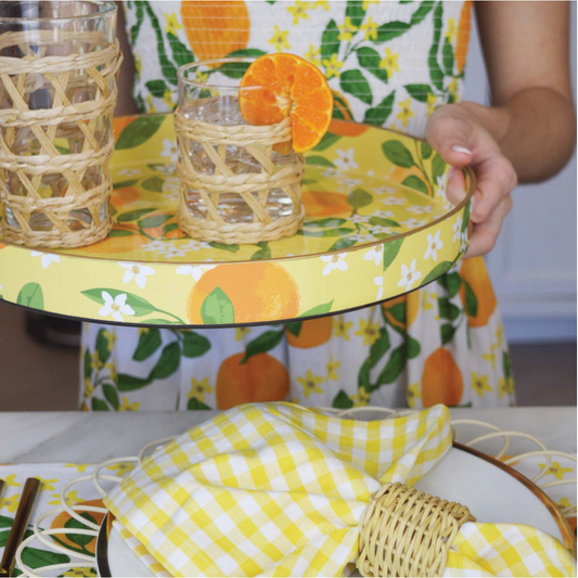 TANGERINE ROUND SERVING TRAY( SET OF 1)