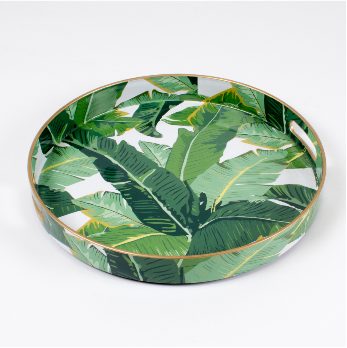 PALM ROUND SERVING TRAY( SET OF 1)