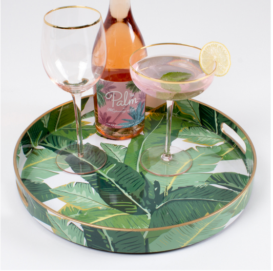 PALM ROUND SERVING TRAY( SET OF 1)