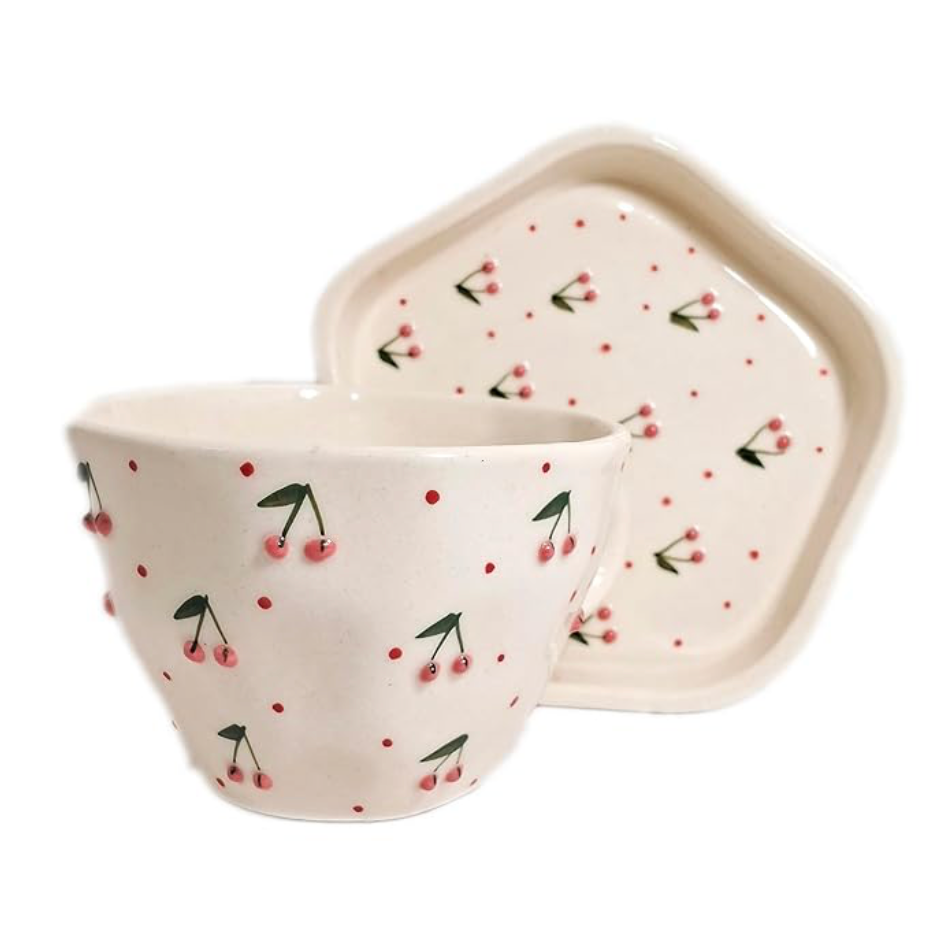 Cherry Embossed Cup ( Set of Cup and Saucer) | Pinterest Inspired Design