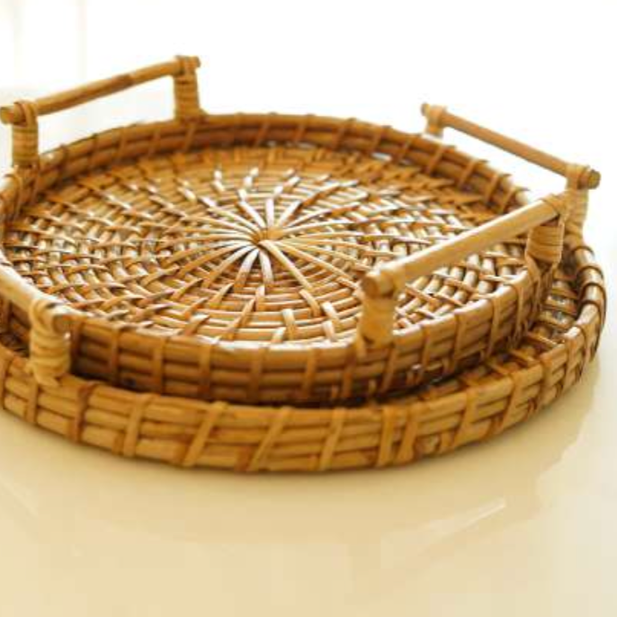 RATTAN SUN TRAY( SET OF 1)
