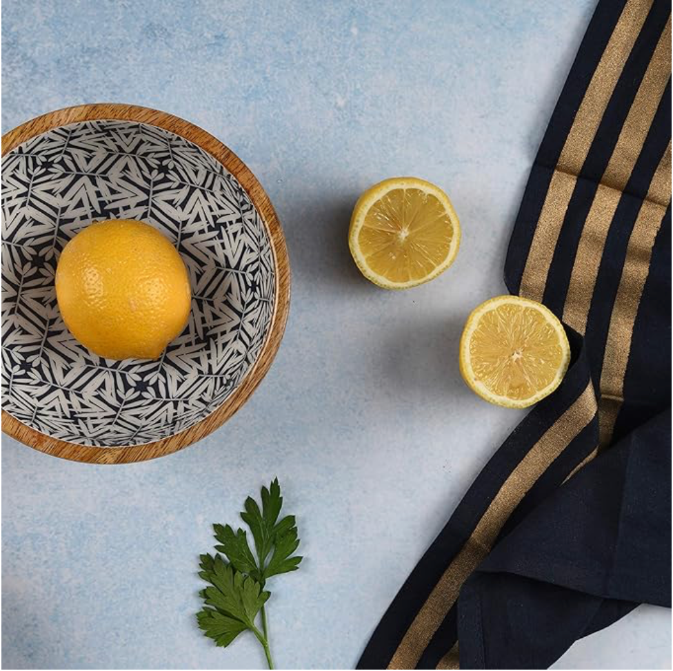 DARK BLUE LEAF SALAD BOWL