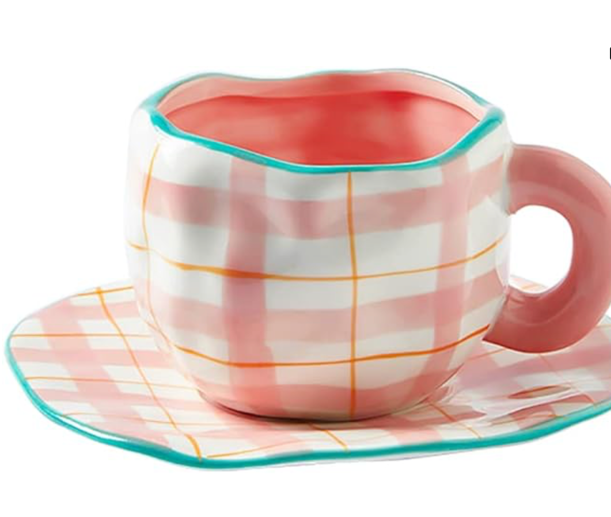 Pink Chequered Cup ( Set of Cup and Saucer) | Pinterest Inspired Design