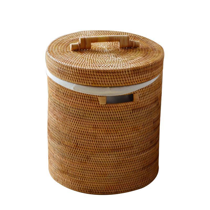 RATTAN STORAGE BATHROOM BASKET FOR CLOTHES WITH LID
