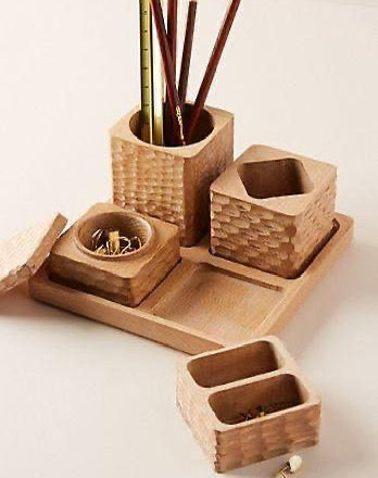 Wooden Pen Stand  | Elegant Study Table  Decor | Gift-Boxed