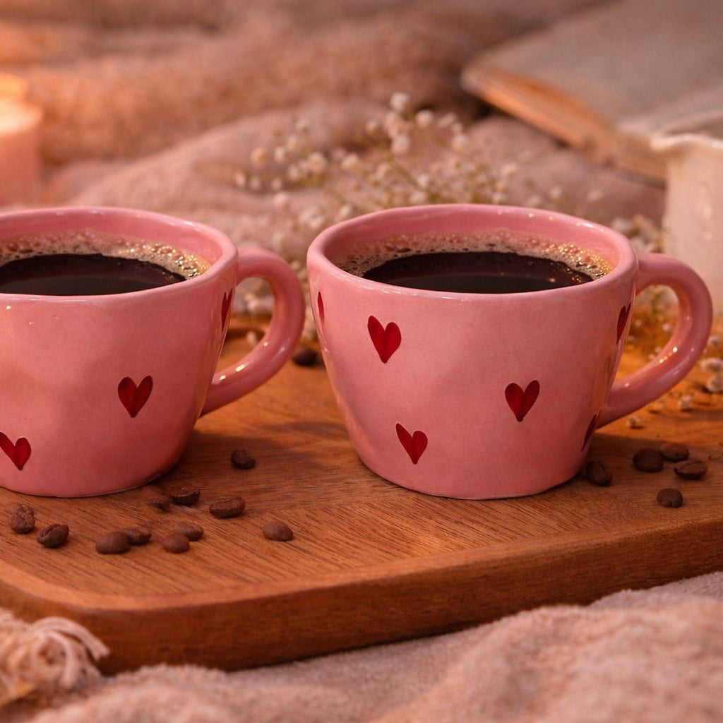 Pink with red heat Cup Set(set of 2)| Pinterest Inspired Design