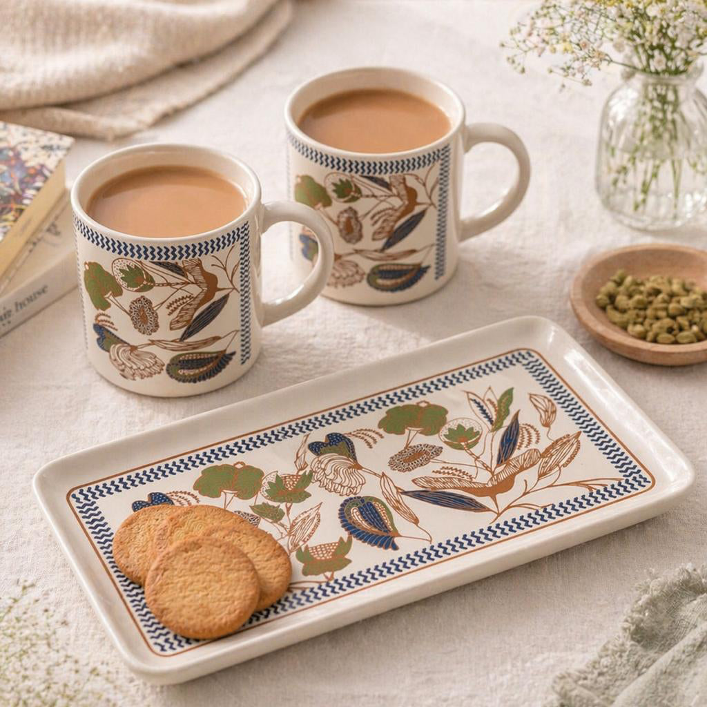 Cocoa Blossom ( Set of 2 cup and 1 snack plate) | Pinterest Inspired Design