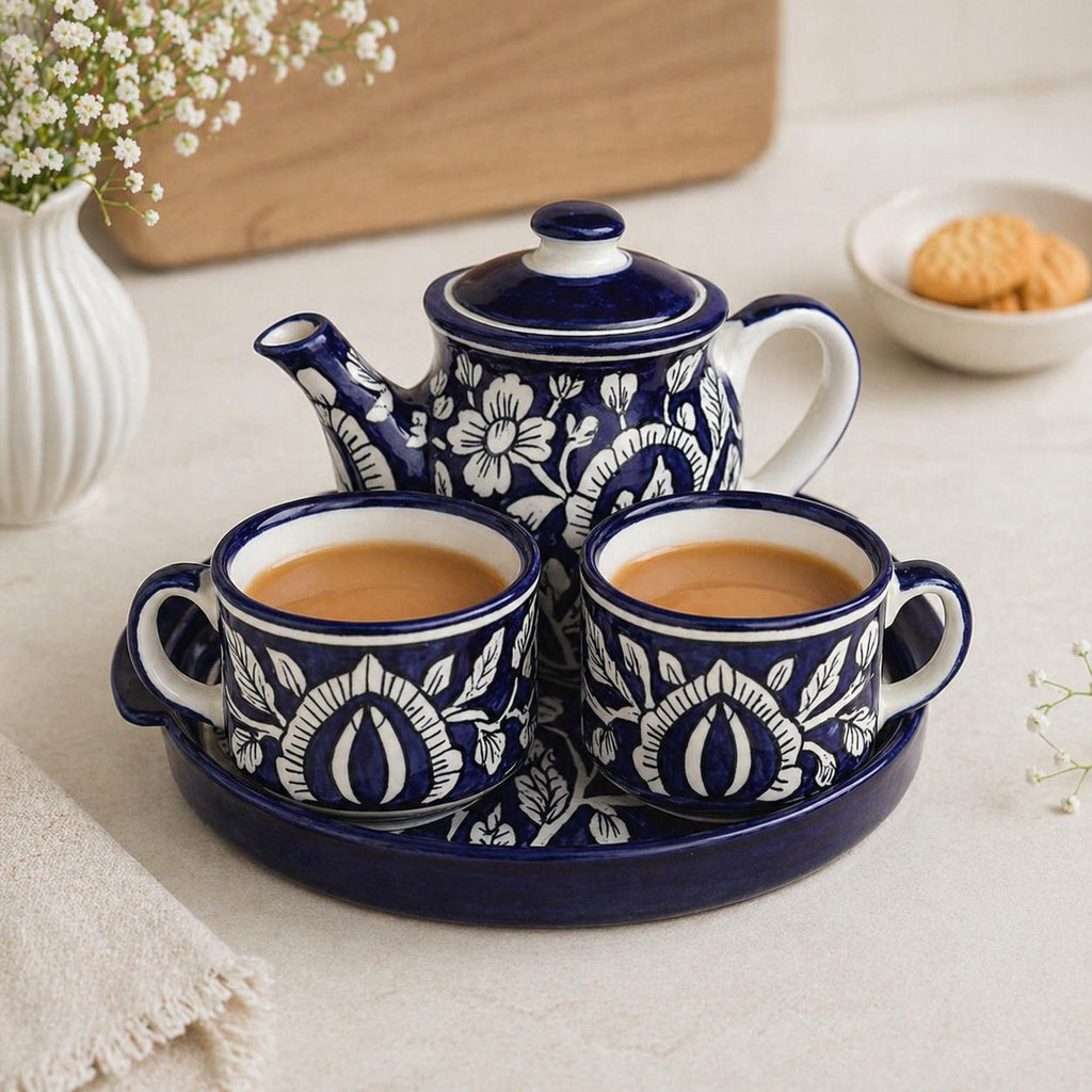 Blue Pottery Tea Party ( Set of 2 cup, 1 tray and 1 kettle) | Pinterest Inspired Design