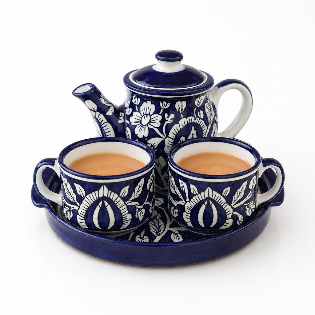 Blue Pottery Tea Party ( Set of 2 cup, 1 tray and 1 kettle) | Pinterest Inspired Design